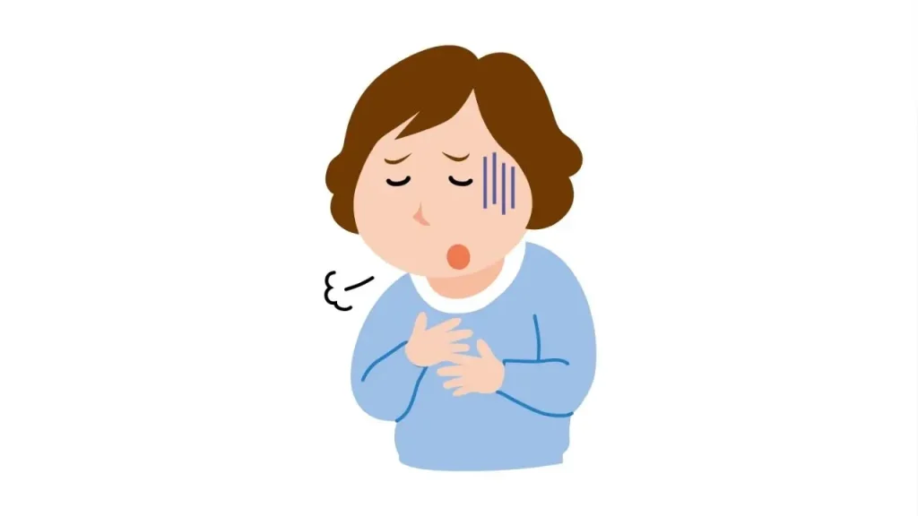 緊張してため息をついている女性のイラスト